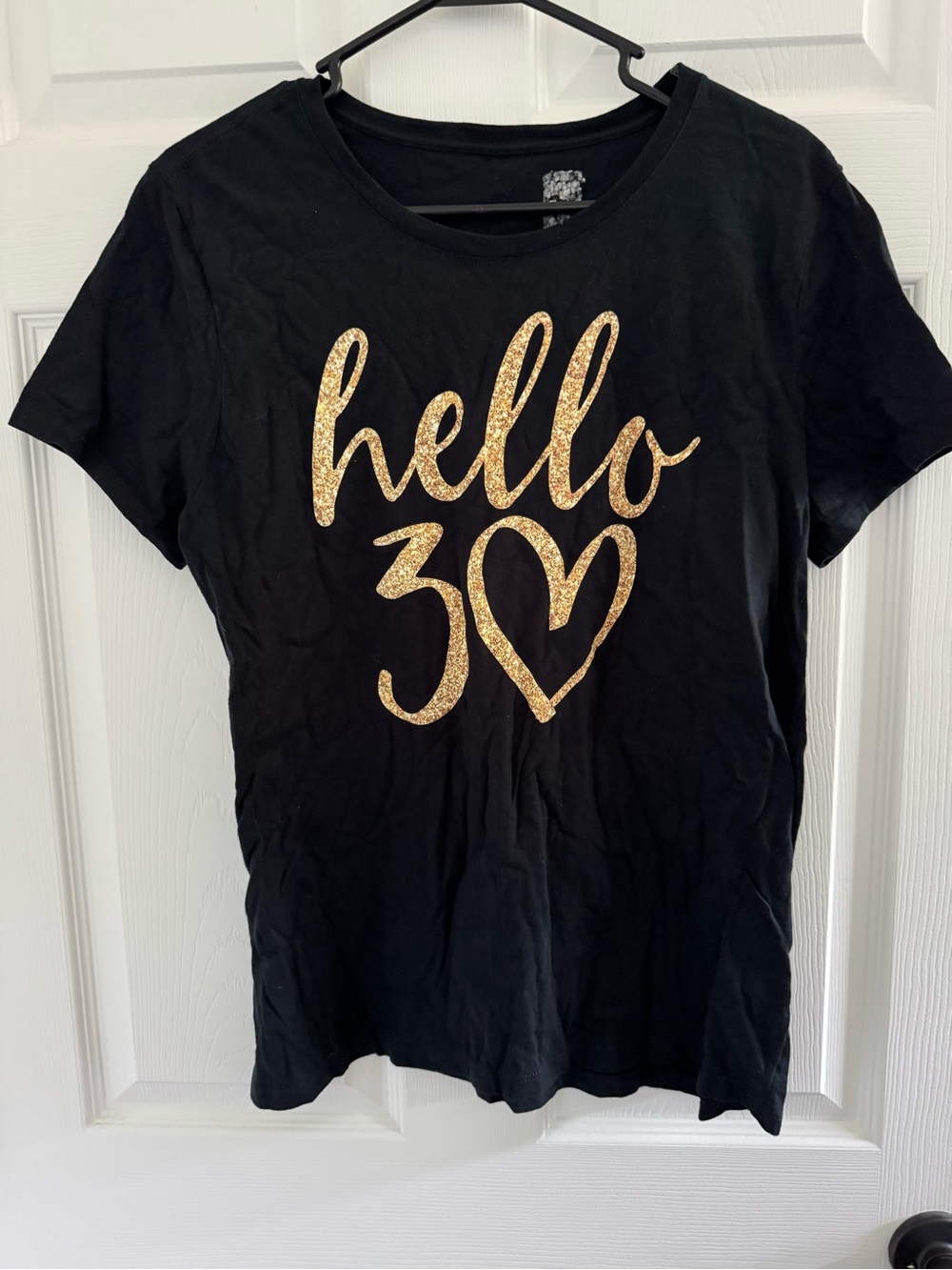 Hello 30 Glitter Graphic Tee - Black